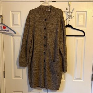Woman Within Heathered Brown Cardigan Sweater